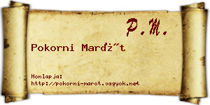 Pokorni Marót névjegykártya